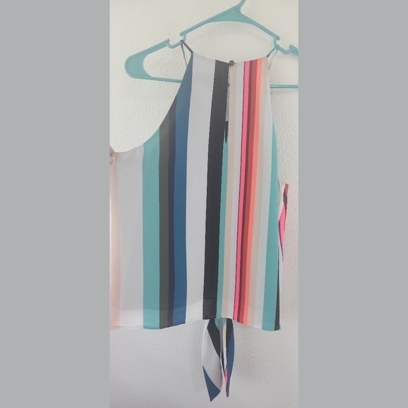 Express Striped Tie Front Dressy Tank Top Small - Picture 3 of 8